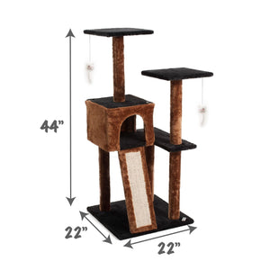 Cat Tree with Scratching Posts - Dark Brown/Blue